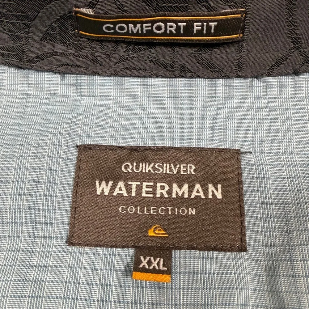 Quiksilver Waterman Aganoa Bay Shirt Mens XXL EUC Black Tribal Camp Short Sleeve - Picture 6 of 11